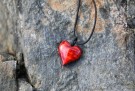 Wood Jewel - Rødt Hjerte Halskjede thumbnail