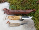 Turkniv med tennstål / gnisttenner - Fjellbjørk - 7,5 cm blad - Rask levering med gravering thumbnail