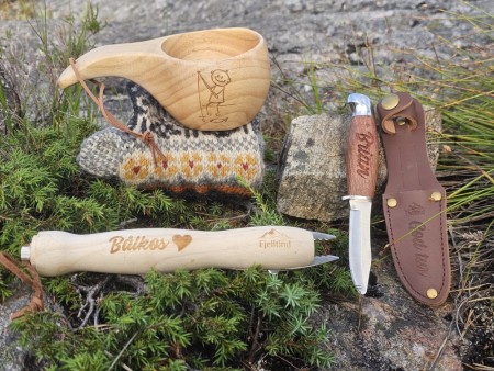 Gavepakke / friluftsgave / Dåpsgave /Navnegave NATURBARN -MØRK - Rask levering med gravering